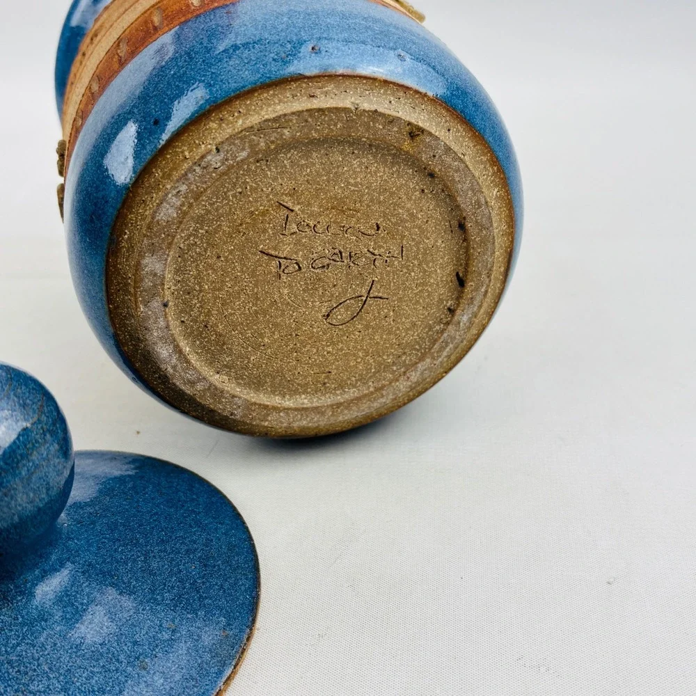 Down to Earth Pottery Canister Blue Stoneware‎ The Light Of The World John 9:5